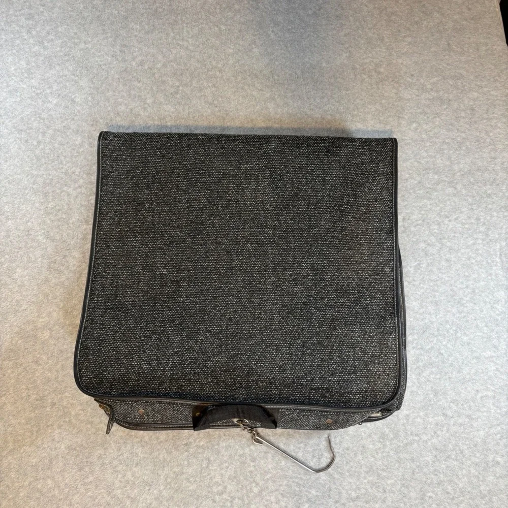 Jordache Garment Bag Unisex OS Grey Excellent Vintage Tweed Folding Suit Carrier
